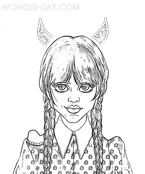 wednesday addams ausmalbilder|Wednesday Addams Coloring Pages 